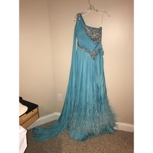 Custom Mac Duggal Light Blue Gown